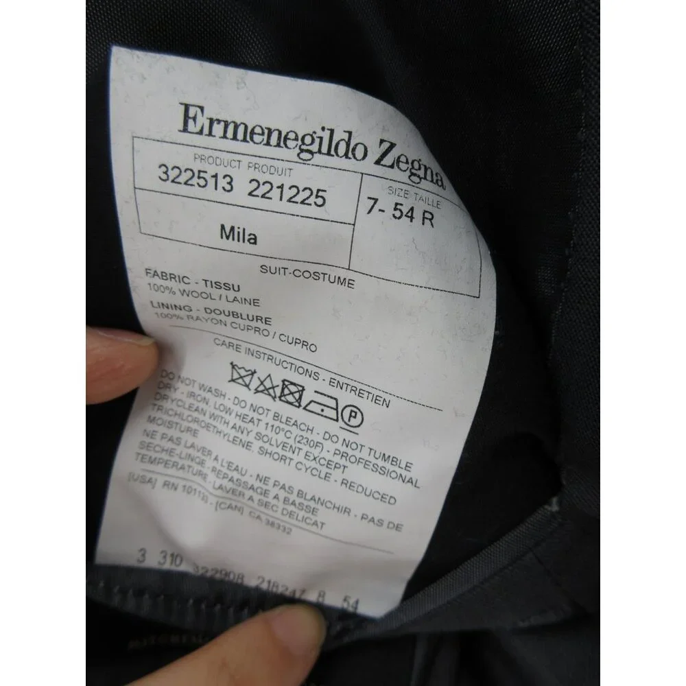 Ermenegildo Zegna Sport Coat 44 Charcoal Blazer Wool Windowpane Jacket*